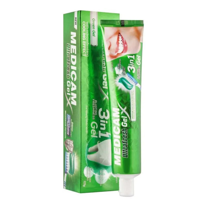 medicam ultra fresh green gel toothpaste, 125ml main image