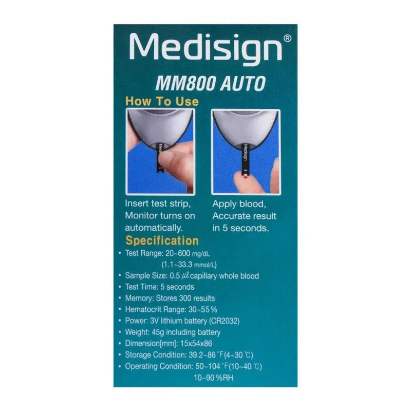 medisign advanced blood glucose monitoring system, mm800 auto image5