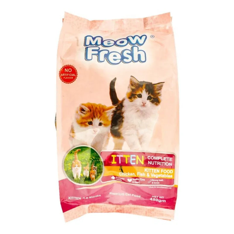 meow fresh kitten 1 6 months food chicken, fish & vegetable, 450g main image