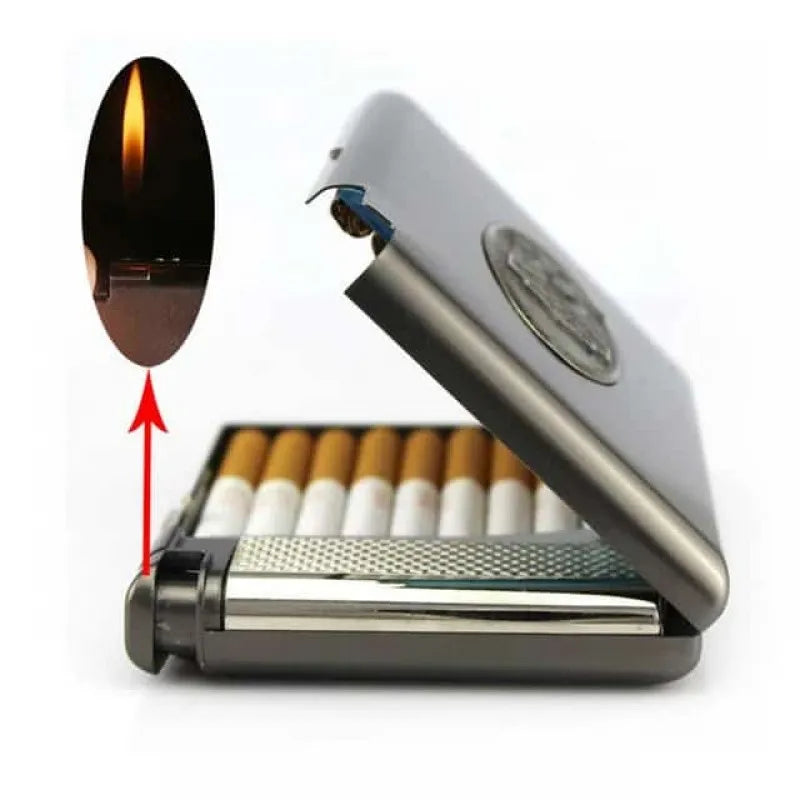 metal cigarette case with butane gas lighter main image