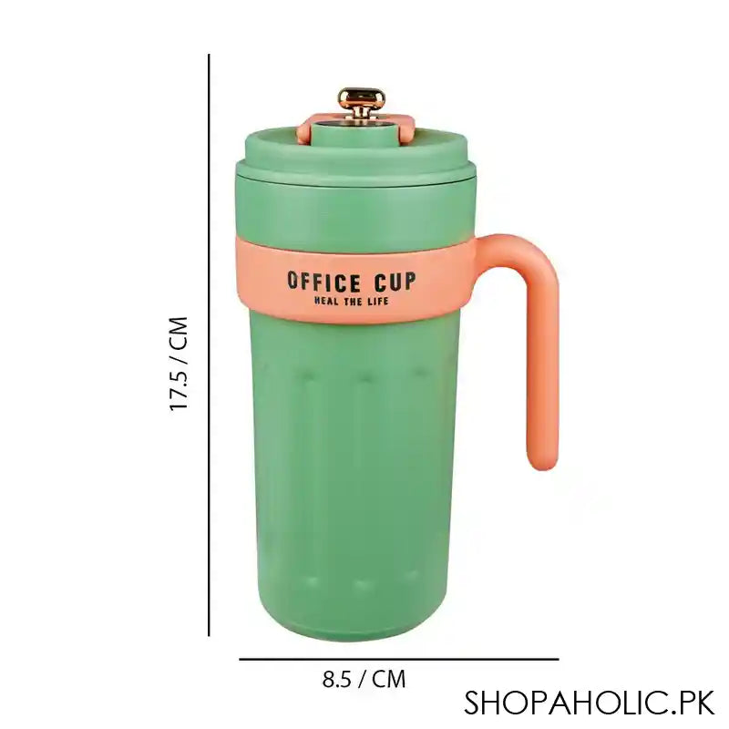 Metal Coffee Mug With Temperature Display & Handgrip, 650ml, Green, 6.9in (H) x 3.3in (W), (8007) 0000982 - Image 3