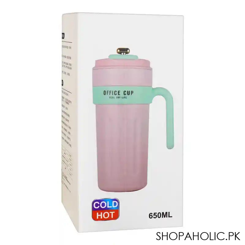 Metal Coffee Mug With Temperature Display & Handgrip, 650ml, Pink, 6.9in (H) x 3.3in (W), (8007) 0000982 - Image 2