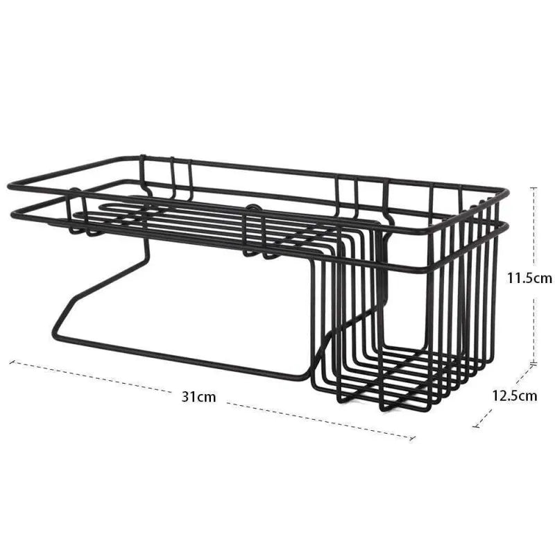 metal wall mounted storage shelf with towel hanging rack image6