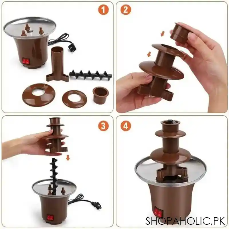 mini 3 tier stainless steel chocolate fountain machine for party image4