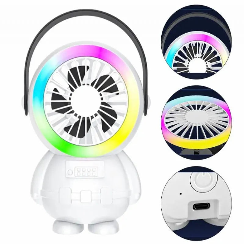 mini astronaut usb fan with led lights image4