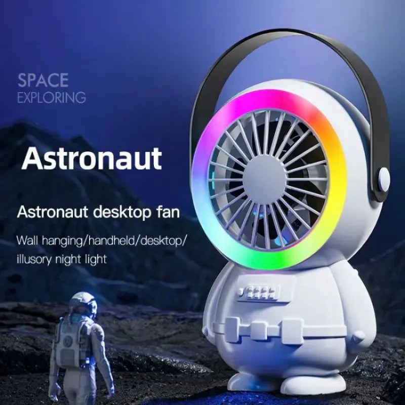 mini astronaut usb fan with led lights main image