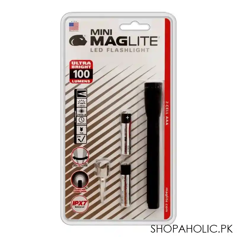 mini maglite led flashlight, 100 lumens, black, 156 000 022 image3