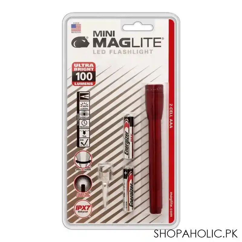 mini maglite led flashlight, 100 lumens, red, 156 000 023 image3