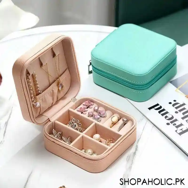 mini portable travel jewelry leather storage box organizer image7