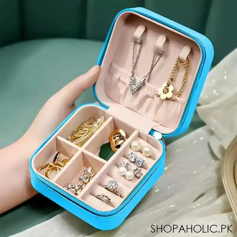 mini portable travel jewelry leather storage box organizer main image