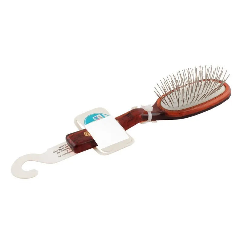 mira hair brush with steel pins, small, oval shape, brown color, no. 345 main image