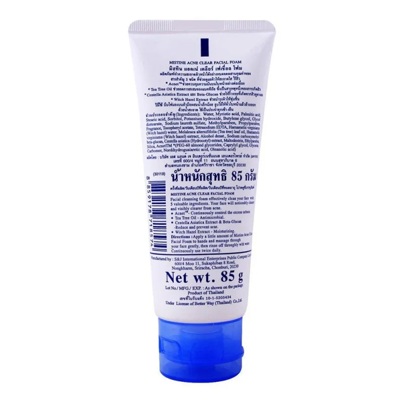 mistine acne clear facial foam, 85ml image2