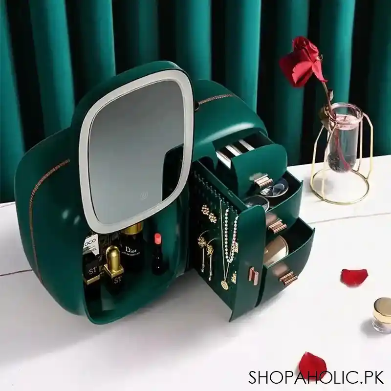 modern makeup organizer box with led mirror main image