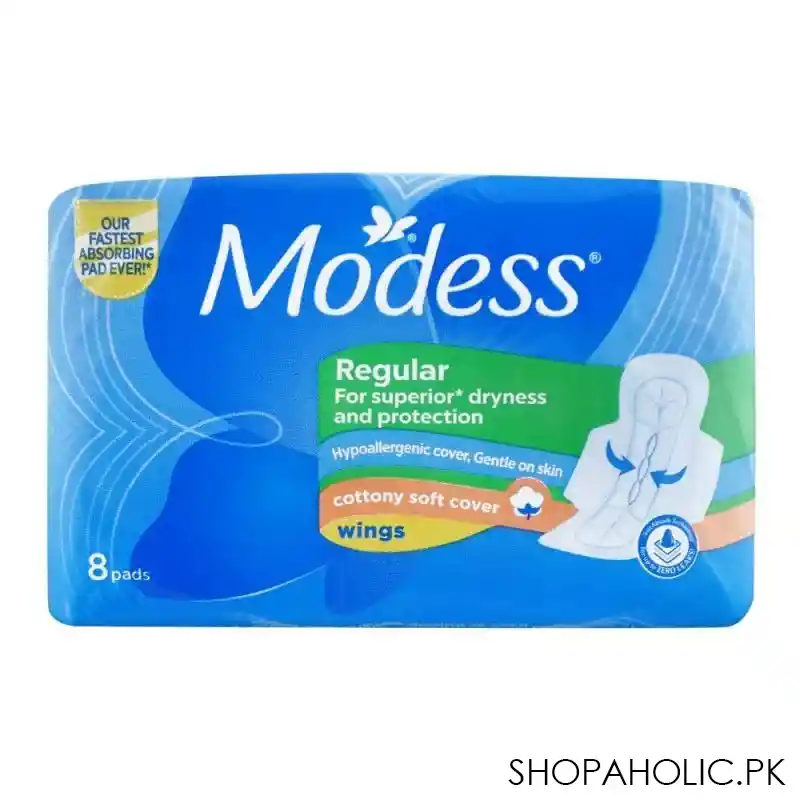 modess regular cottony soft cover, wings pads, 8 pack main image