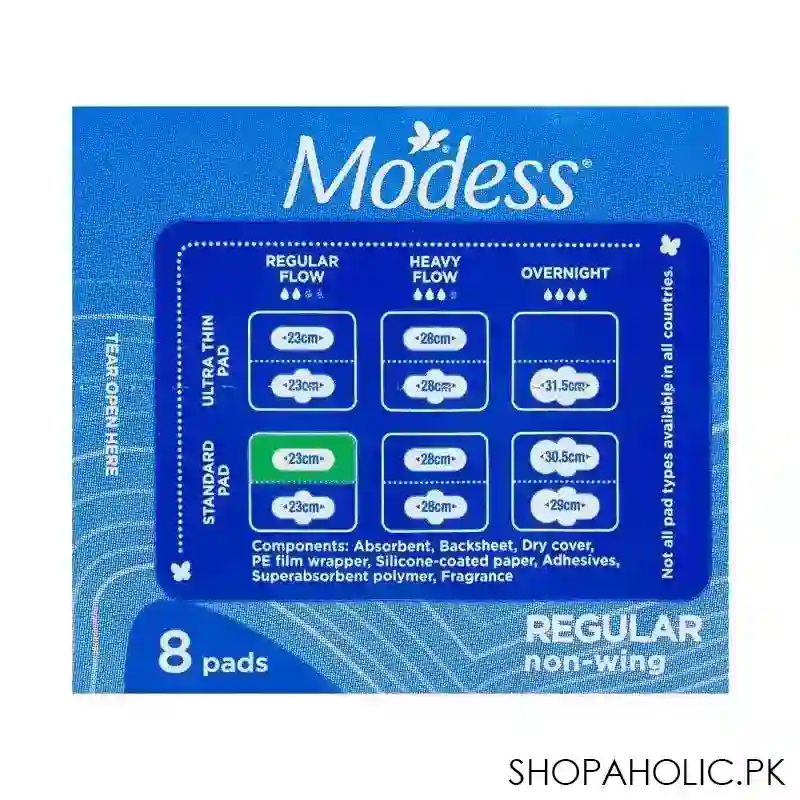 modess regular dry max cover, non wing pads, 8 pack image3