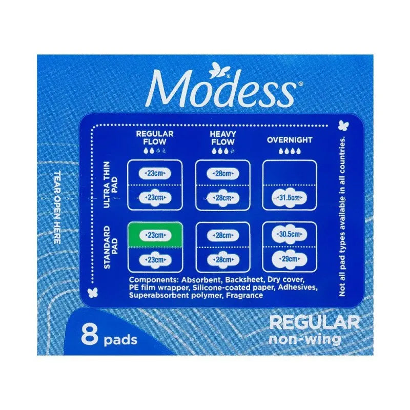 modess regular dry max cover, non wing pads, 8 pack image3