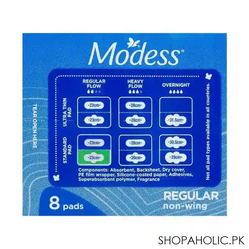 modess regular dry max cover, wings pads, 8 pack image3