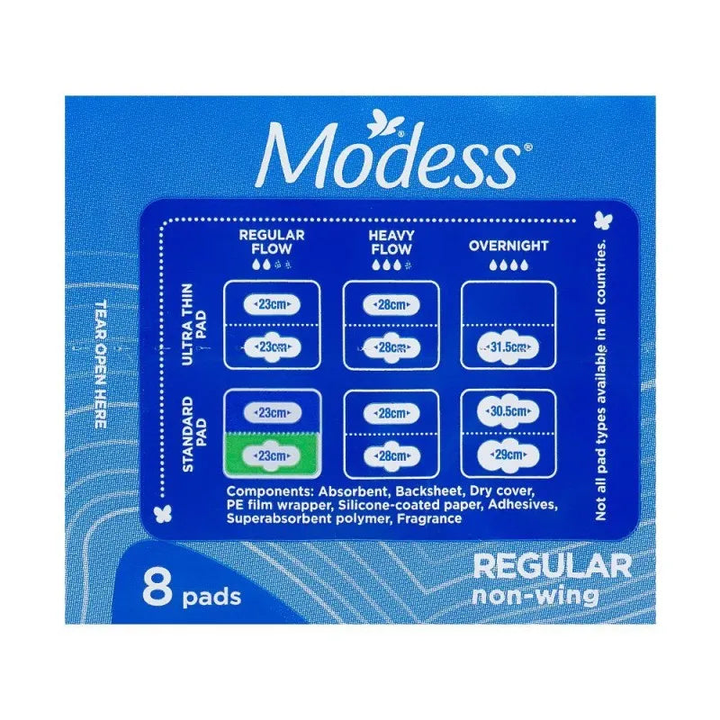 modess regular dry max cover, wings pads, 8 pack image3