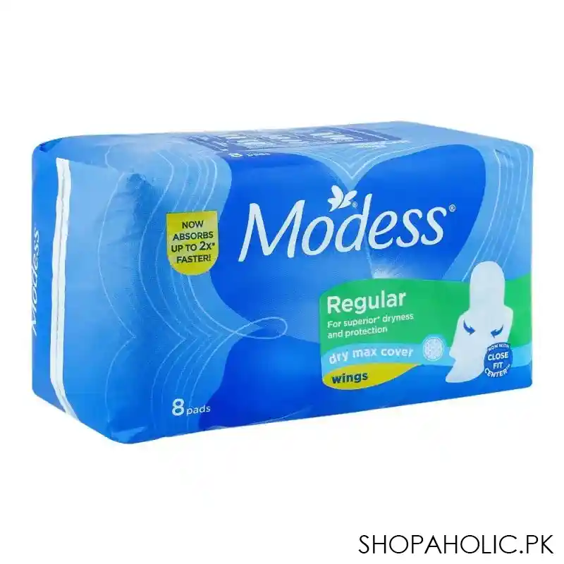 modess regular dry max cover, wings pads, 8 pack main image