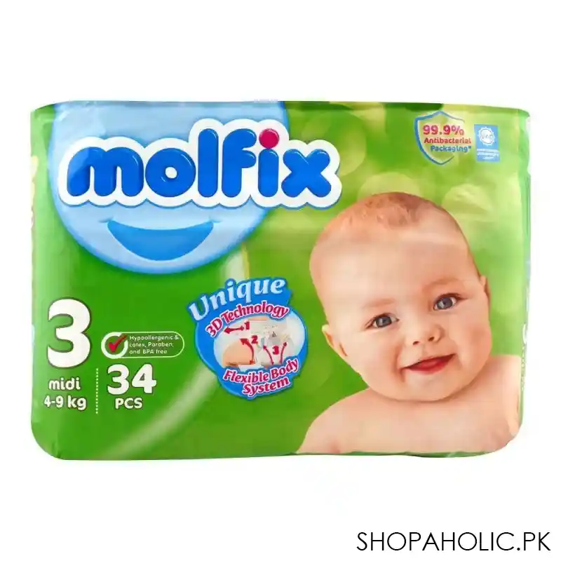 molfix diaper 3 midi 4 9 kg, 34 pack main image