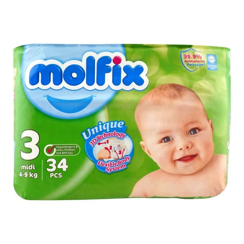 molfix diaper 3 midi 4 9 kg, 34 pack main image