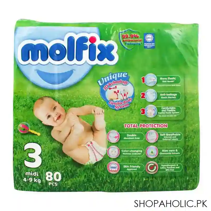 molfix diaper no. 3, midi, mega pack, 4 9 kg, 80 pack image2