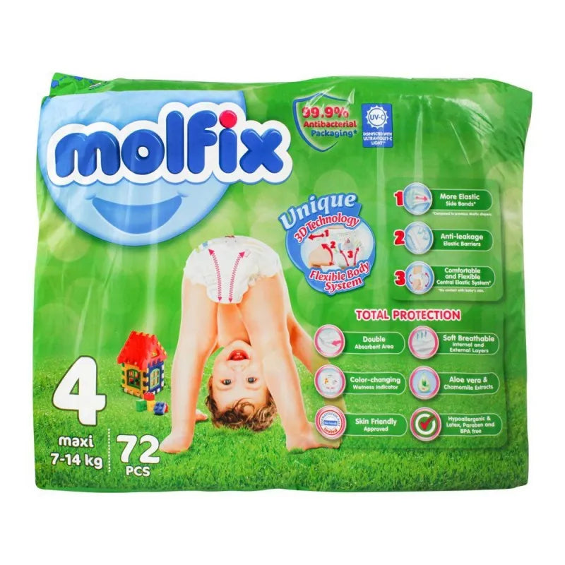 molfix diaper no. 4, maxi, mega pack, 7 14 kg, 72 pack image2