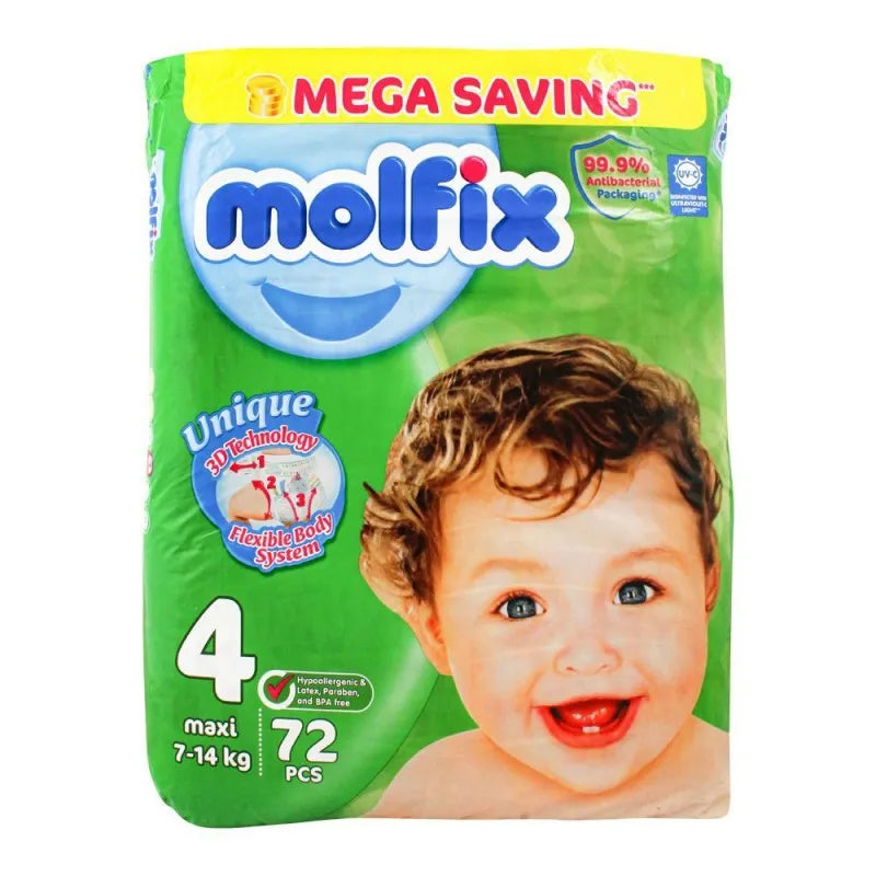 molfix diaper no. 4, maxi, mega pack, 7 14 kg, 72 pack main image