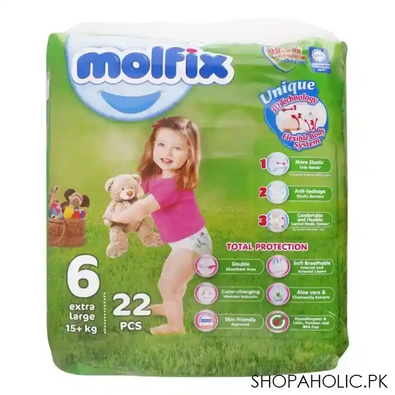 molfix diaper, no 6, extra large, 15+ kg, 22 pack main image