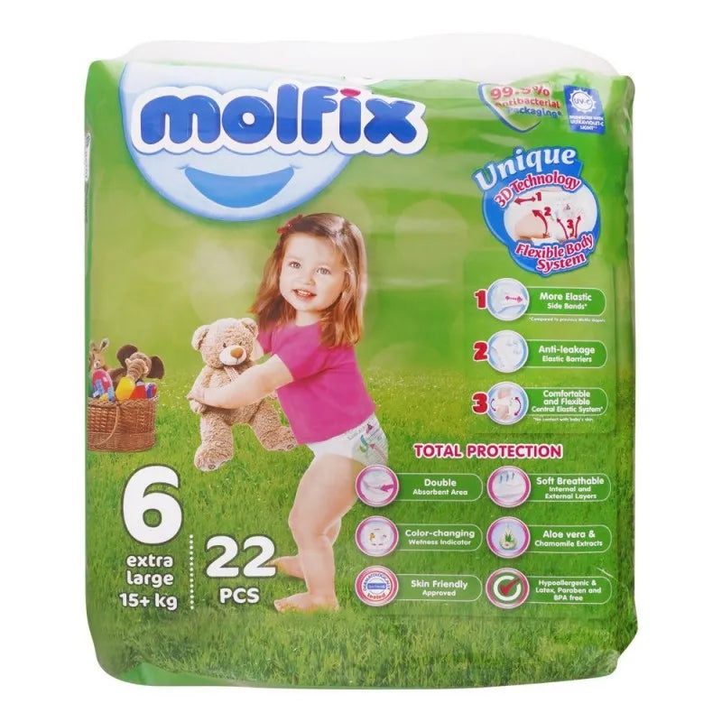 molfix diaper, no 6, extra large, 15+ kg, 22 pack main image