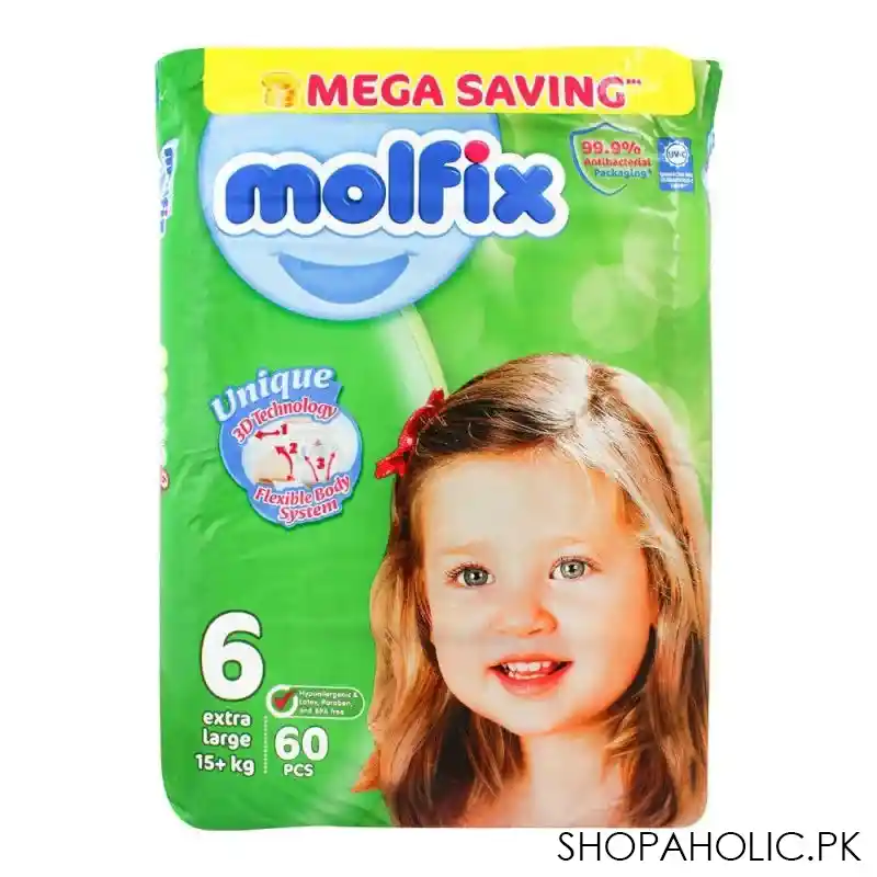 molfix diaper no. 6, extra large, mega pack, 15+ kg, 60 pack main image