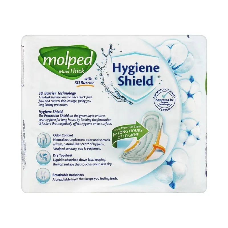 molped maxi thick hygiene shield with 3d barrier extra long sanitary pads, 8+2 image2