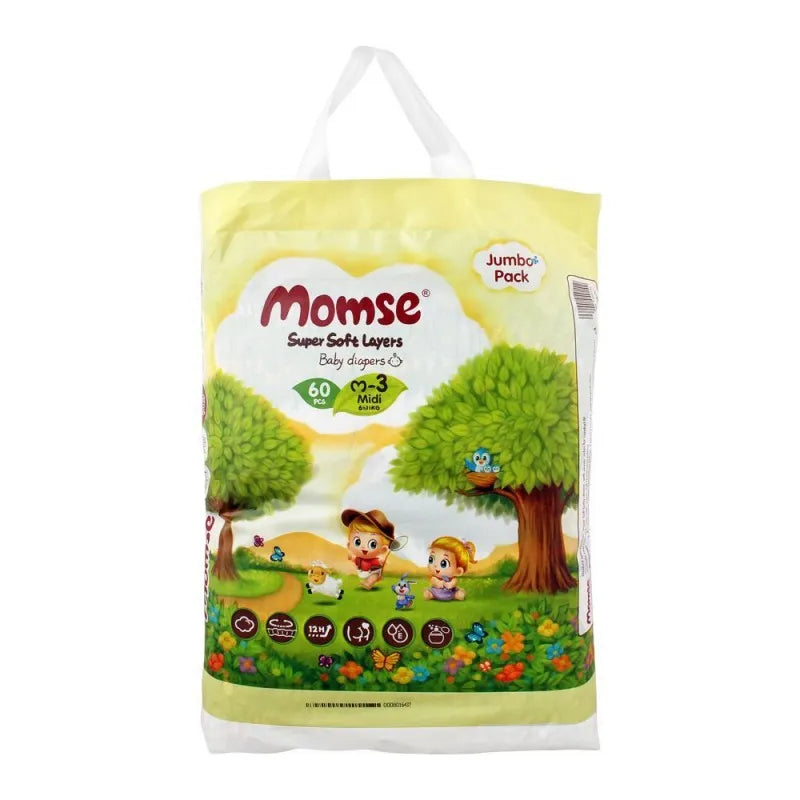 momse baby diapers, m 3 midi, 6 11 kg, 60 pack main image