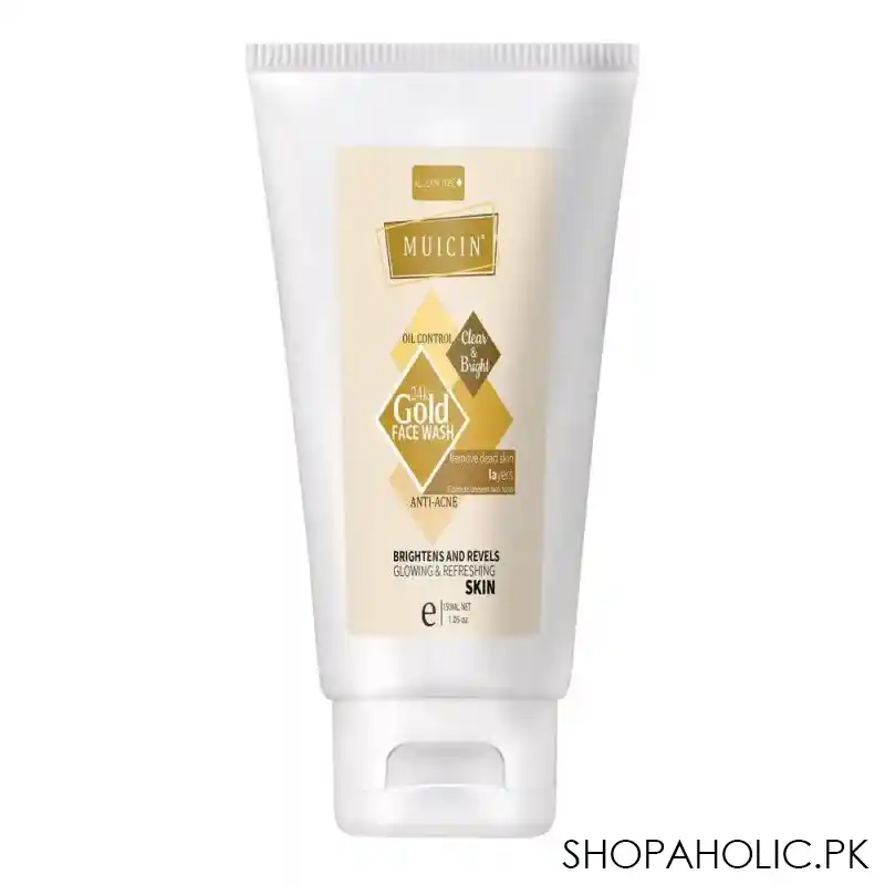 muicin 24k gold oil control clear & bright anti acne face wash, remove dead skin layers, 150g main image