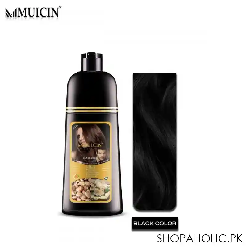 muicin 5 in 1 ginger & argan hair dye + shampoo + conditioner, black, 200ml main image