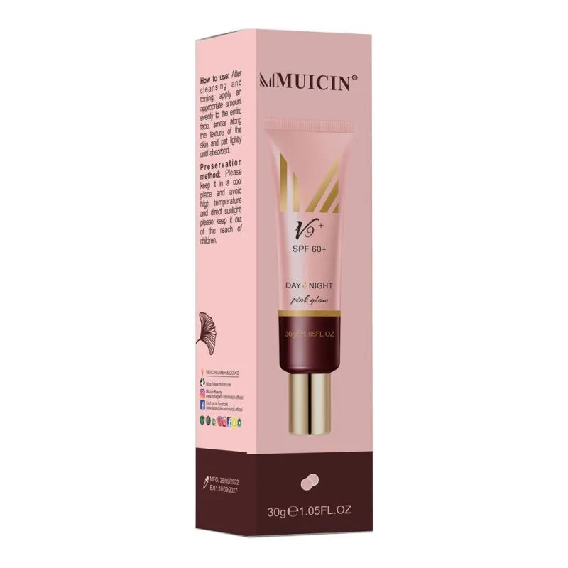 muicin baby v9+ spf 60+ day & night pink glow isolation makeup primer, 30g image2