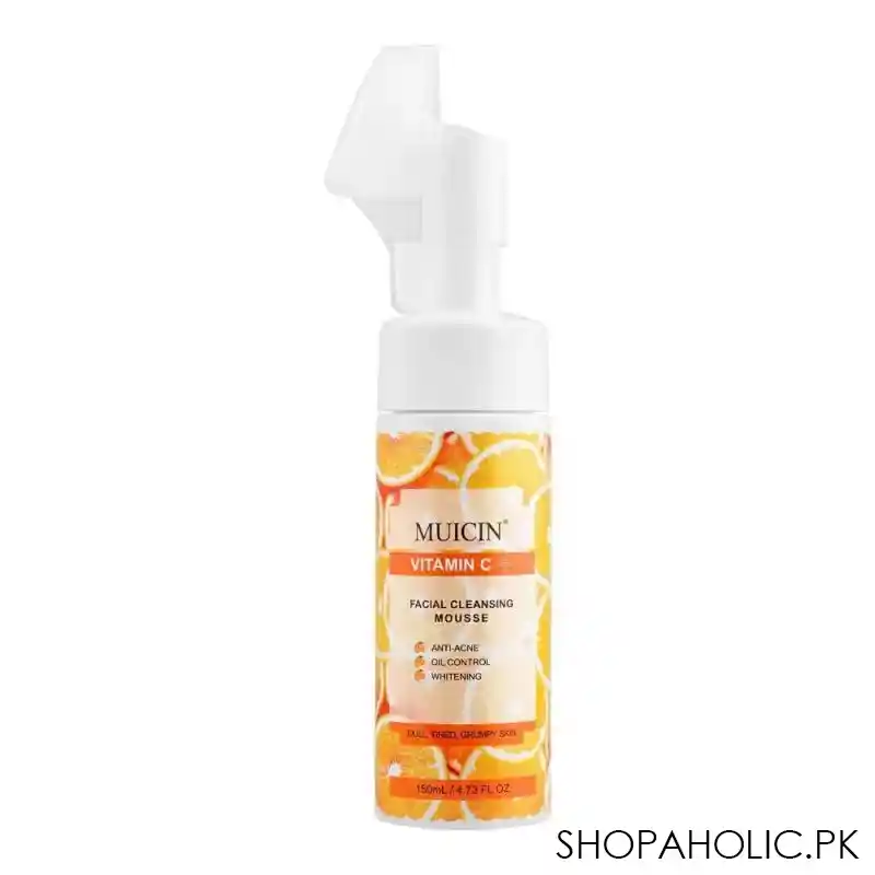 muicin hydrating vitamin c gel foaming bubble cleanser, for dull tired & grumpy skin, 150ml main image