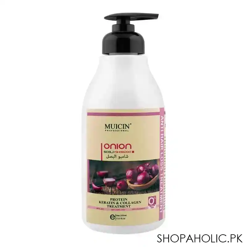 muicin onion protein keratin & collagen treatment anti hair loss scalp shampoo, 550ml main image