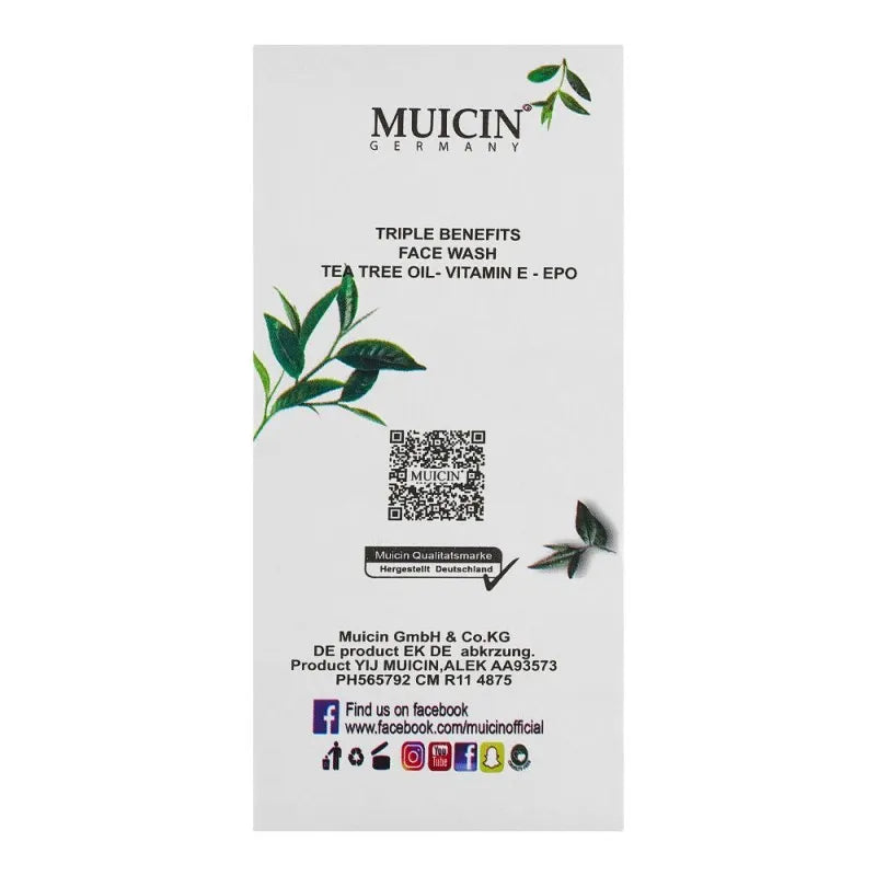 muicin tea tree triple benefits deep clean face wash, for all skin types, 120ml image2