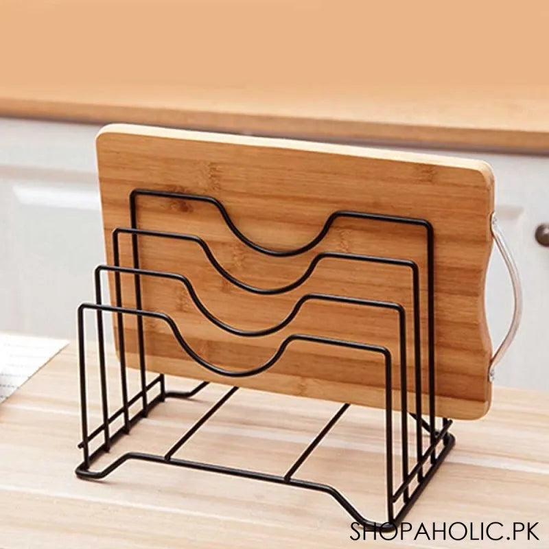 multi layers kitchen shelf cutting board pot cover and lid holder image2