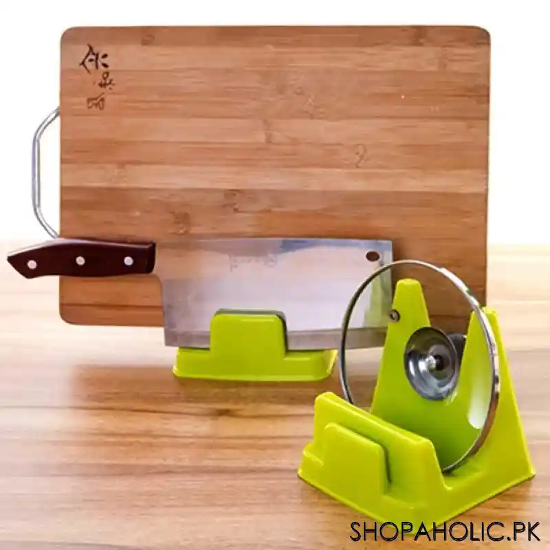 multi purpose stand for cutting board, pot pan lid cover, knife and plate holder main image