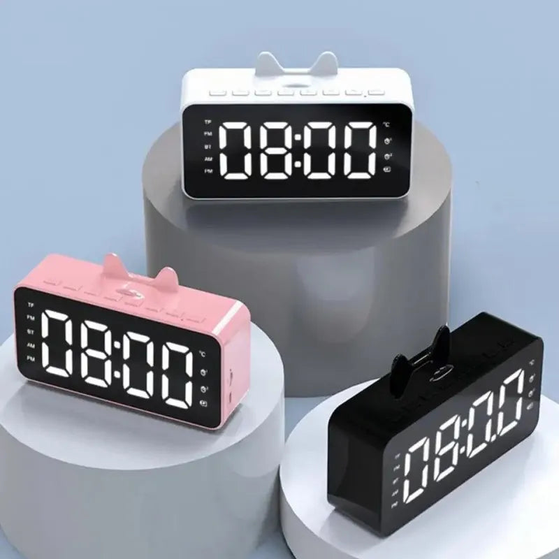 multifunctional desktop alarm clock with bluetooth speaker image2