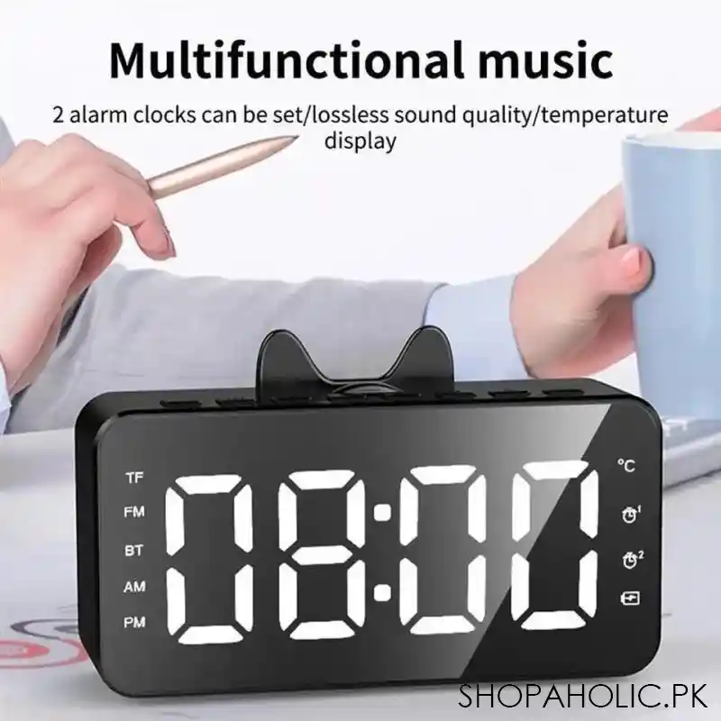 multifunctional desktop alarm clock with bluetooth speaker main image