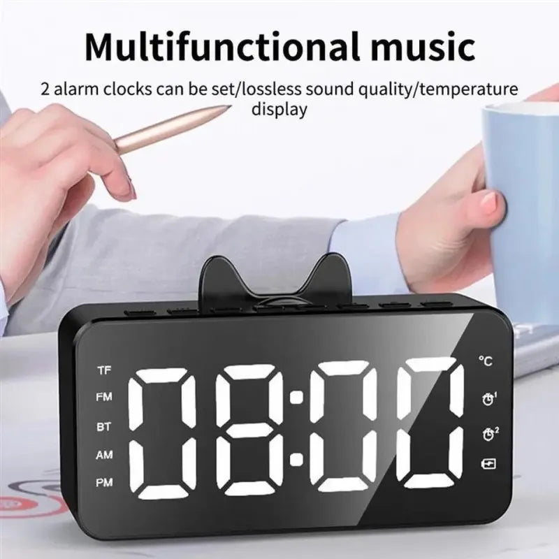 multifunctional desktop alarm clock with bluetooth speaker main image