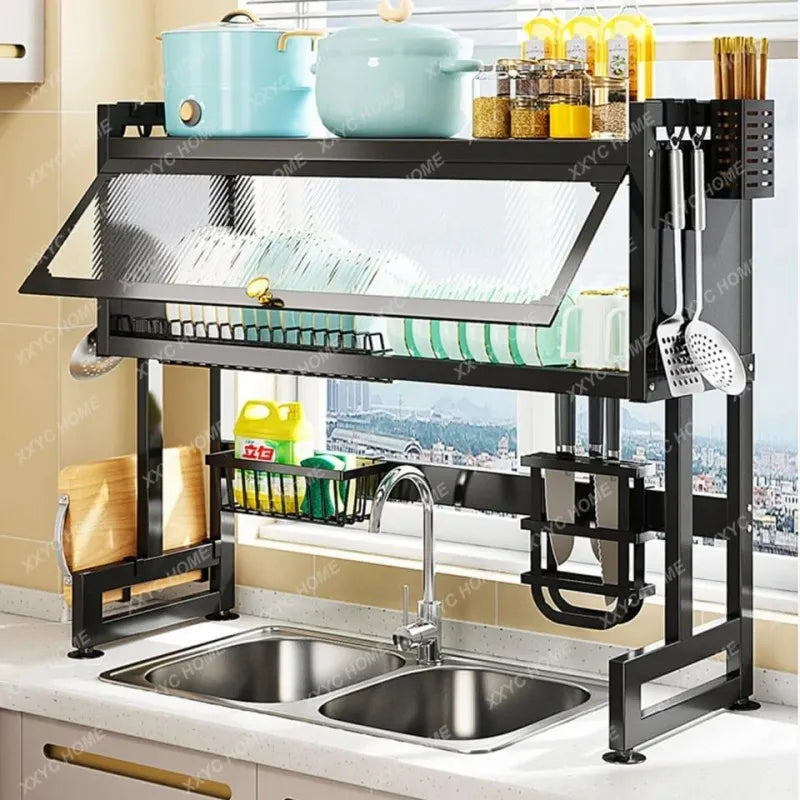 multifunctional over the sink countertop kitchen storage rack main image