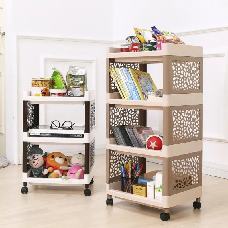 multifunctional trolley cart floor standing plastic storage shelf image3