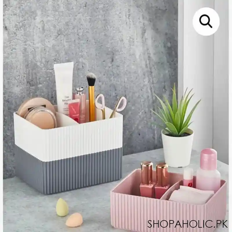 multipurpose 2 grid plastic makeup storage desktop rack image3