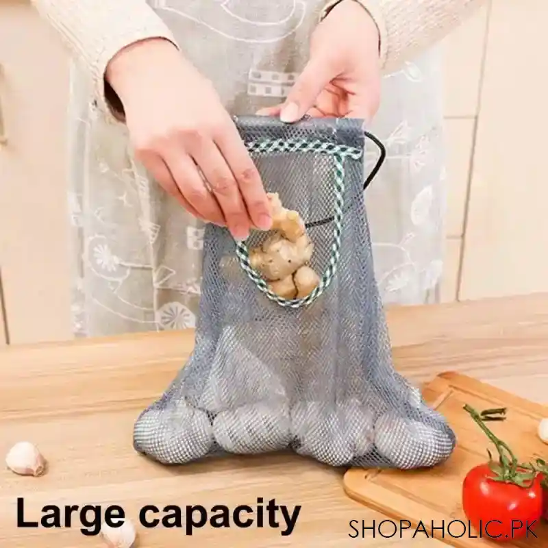 multipurpose hanging vegetable and fruit storage net bag organizer for kitchen image5