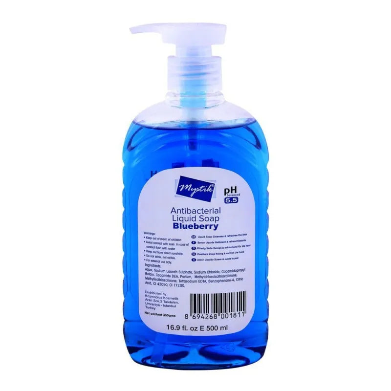 mystik blueberry anti bacterial liquid soap 500ml image2