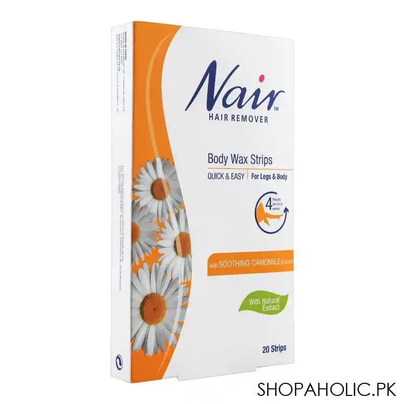 Nair Body Wax Strips, With Soothing Camomile Extract, For Legs & Body, 20-Pack - Main Image